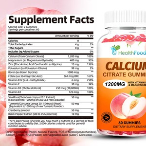 Gomitas de Citrato de Calcio de Alta Calidad con Magnesio, Mejoran la Salud Inmunológica y Apoyan la Salud Dental, Gomitas de Vitamina K2 - Product Image 2