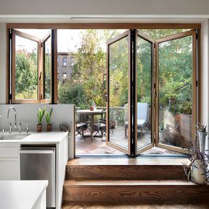 Puerta plegable de acordeón de aluminio largo <span class=keywords><strong>transparente</strong></span> para exteriores de vidrio bajo residencial - Product Image 2