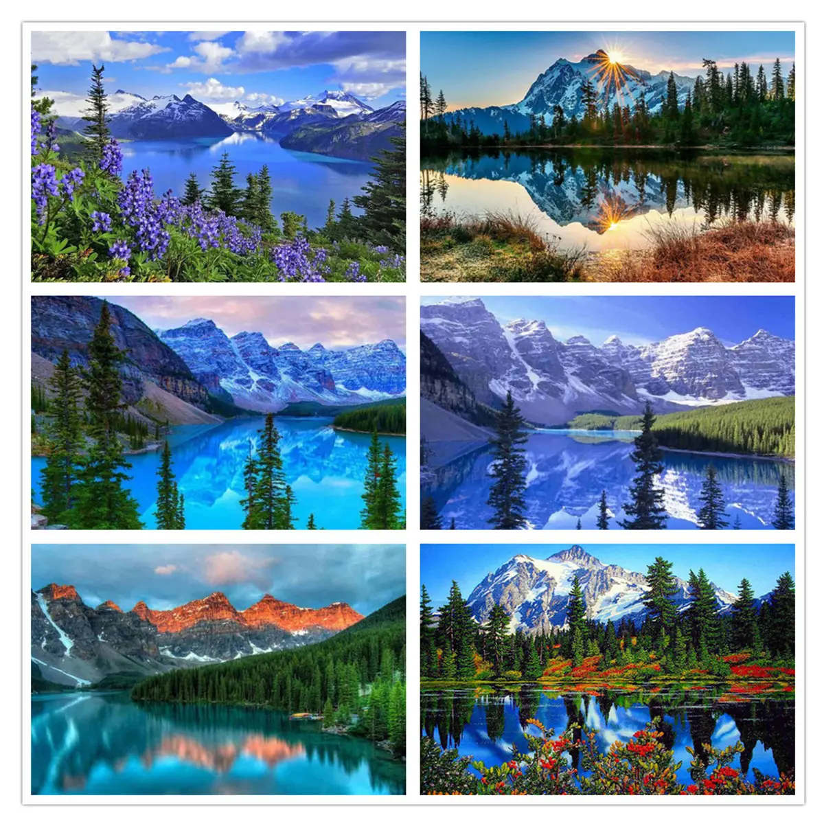 Wholesale diamond painting home decoration DIY cross stitch snow mountain lake landscape 5D diamond painting