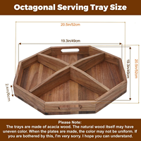 Plateau de service octogonal rotatif en bois d'acacia avec séparateurs amovibles pour fêtes, pique-niques et buffets