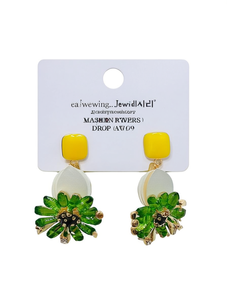 eaJwewing..Jewid Pendientes colgantes con forma de flor, chapados en oro, con cristales de imitación, para mujer, a la moda, para fiesta, AV09 - Product Image 1