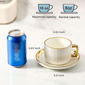 Tazas y Platillos de Cerámica de Porcelana Blanca Estilo Británico LETAOTAO para Café Latte y Mocha, Tazas y Platillos para Uso en Cafeterías - Product Image 2