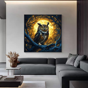Decorazione Murale in Cristallo e Porcellana a Forma di Gufo 3D, <span class=keywords><strong>Design</strong></span> Moderno e Creativo per <span class=keywords><strong>Soggiorno</strong></span> e Ufficio, Vendita all'Ingrosso - Product Image 1