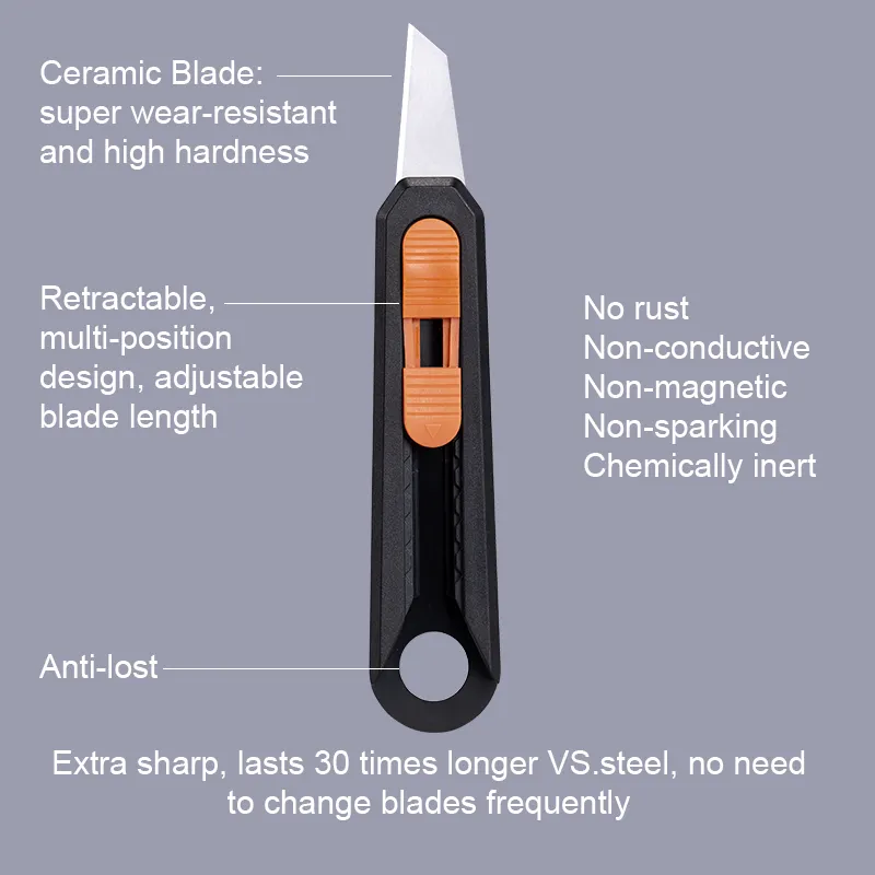 Utility Messen Veiligheid Keramische Doos Snijder Met Zaagtand Rand Doos Opener Zirkonia Messen Karton Oem Draagbaar Papier Snijden