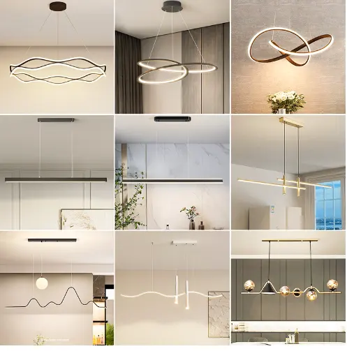 Minimalist ring pendant light living dining kitchen room circle chandelier