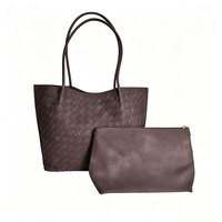 Sac fourre-tout tissé personnalisé avec pochette amovible, poignée supérieure et bandoulière pour le travail et les voyages, service OEM