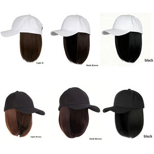 หมวกวิกผมสีดำสำหรับผู้หญิงหมวกแก๊ปวิกผมตรงบ๊อบ<span class=keywords><strong>สั้น</strong></span>ตรง - Product Image 2