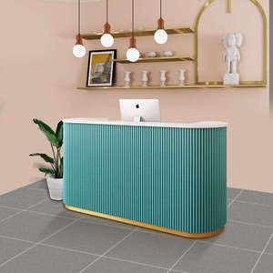 Modern Design Customizable MDF pink Salon Front <b>Desk</b> Hotel Gym High Gloss Hair Salon Front <b>Desk</b> - Product Image 2