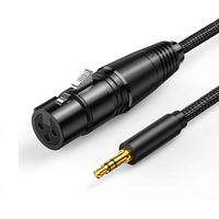 Câble audio 3,5 mm vers XLR femelle 3 broches, noir, PVC, cuivre étamé, connecteur plaqué or pour microphone et table de mixage, 1m, 2m, 3m, 5m, personnalisable