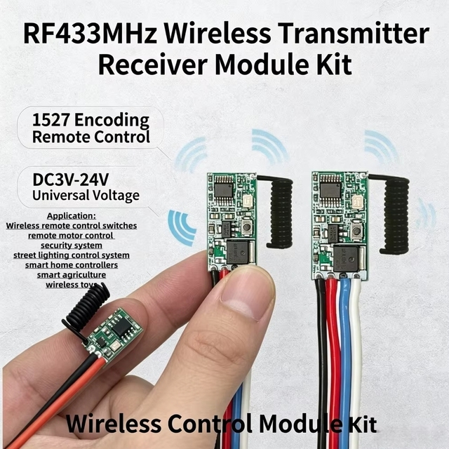 ZYSY RF433MHz Wireless Transmitter Receiver Module Kit 1527 Encoding Remote Control DC3V 5V 12V 24V Universal Set