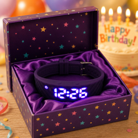 Montre sport numérique LED rectangulaire pour enfants avec alarme, bracelet en silicone violet mignon pour filles et garçons, cadeau pour étudiants