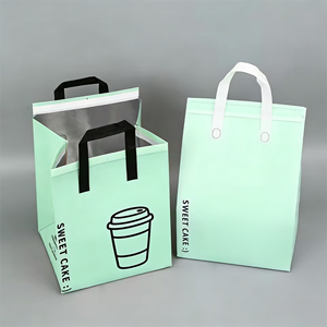 Bolsa Térmica Personalizada para Bebidas para Llevar, Bolsa Refrigerante de Tela No Tejida para Cafeterías y Juguerías, Bolsa Aislante para Entrega de Alimentos - Product Image 1