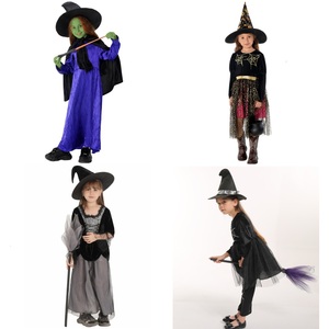 Disfraz de Bruja para Niñas, Traje de Bruja del Bosque Malvado para Halloween, Vestido de Bruja con Telaraña Brillante, Disfraz de Mago para Fiesta con Sombrero - Product Image 1