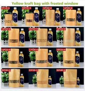 Hot Selling Classic Style Brown & White Kraft Ziplock Stand-Up <b>Pouch</b> Food Packaging with Window for Sugar and Other Foods - Product Image 4