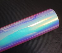 Film holographique en vinyle chromé PET, brillant blanc argenté, PVC, autocollant pour carrosserie de voiture, enveloppe, électroplaté, chrome brillant arc-en-ciel