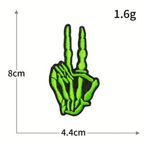 New Iron on Embroidered Embroidery <b>Glitter</b> Colorful Skull Finger Bow Horseshoe Pattern Patches for Garments - Product Image 6