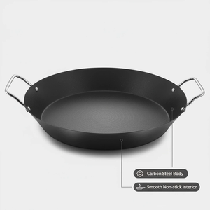 กระทะปาเอญ่า ผลิตจากโรงงาน แบบ OEM อเนกประสงค์ หนา 1.5 มม. ทำจากเหล็กกล้าคาร์บอนเคลือบสารกันติด ขนาด 22 ซม. 26 ซม. 30 ซม. 34 ซม. 38 ซม. 42 ซม. มีหูจับสองข้าง - Product Image 3