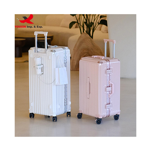 Gift Custom Multifunctional Aluminum Frame Luggage Case TSA Lock Unisex Hook Travel <b>Suitcase</b> With USB Charging Port Cup Holder - Product Image 1