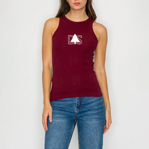 Débardeur côtelé uni sans manches pour femme, 100 % coton respirant, tricoté, col rond, imprimé sérigraphié, vente en gros - Product Image 3