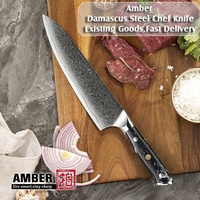 Vendeur chaud Amber Black Stone Handle couteau de chef professionnel de 8 pouces couteau de chef japonais vg 10 couteau de chef