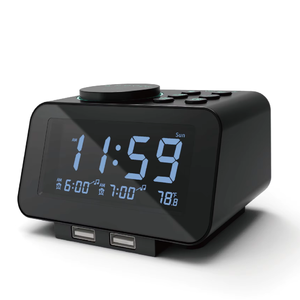 Báo động kép kỹ thuật số <span class=keywords><strong>PLL</strong></span> FM Radio bàn & bảng đồng hồ với USB sạc thiết kế hiện đại hỗ trợ nhiệt độ-cho nhà hoặc văn phòng sử dụng - Product Image 1