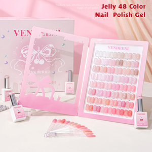 Vendeeni Nail Supplies – Coffret de 48 couleurs de <span class=keywords><strong>vernis</strong></span> gel <span class=keywords><strong>rose</strong></span> effet gelée, sans TPOHEMA, personnalisable avec étiquette privée, OEM - Product Image 4