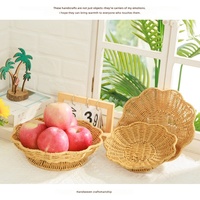 Panier à fruits moderne et minimaliste en rotin PP fait main, à bords fleuris, pour le rangement des collations, des bonbons, des fruits secs, des friandises frites et des pâtisseries