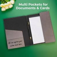 Porte-documents en cuir personnalisé au laser, organiseur en cuir PU, cadeaux d'affaires, porte-documents en cuir avec bloc-notes ligné pour hommes