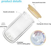 Gobelets en verre à double paroi transparents de 16 oz et 20 oz avec logo personnalisé, style boule de neige, pour café et eau, avec couvercle en bambou et pailles – Vente en gros
