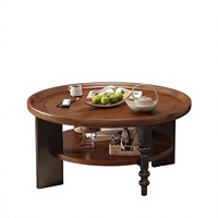 Table basse en bois massif de style vintage français en noir et brun : design classique et minimaliste, idéale pour les salons, les hôtels