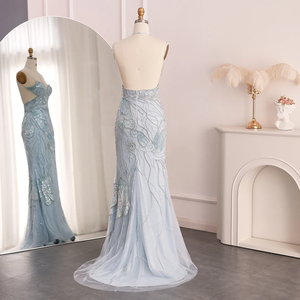 ชุดเดรสออกงานทรงนางเงือกแขนกุดติดเลื่อมแวววาวติดลูกปัด SZ478จาก Jancember - Product Image 2