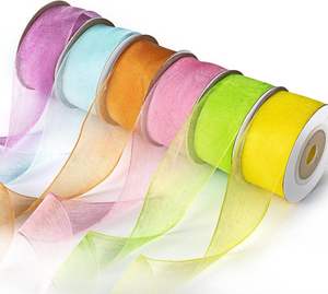 Ruban en organza transparent de 25 mm, rouleau de ruban pour emballage cadeau, décoration de mariage, fête d'anniversaire, 25 yards/rouleau, livraison gratuite - Product Image 4
