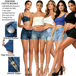 Shorts en <span class=keywords><strong>jean</strong></span> taille haute pour <span class=keywords><strong>femme</strong></span> 2026 – <span class=keywords><strong>Short</strong></span> en denim très extensible, décontracté, amincissant, effet ventre plat, basique pour l'été - Product Image 1