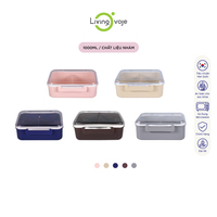 Boîte à lunch rectangulaire portable et réutilisable SB TECH 1000 ml en plastique, micro-ondable, 2 compartiments, finition mate, style coréen, détachable