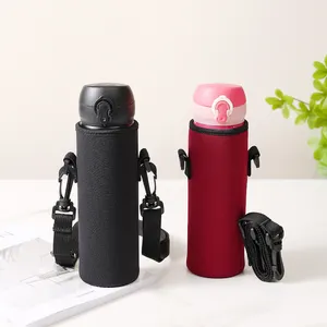 Stock Insulation Neoprene Sleeve Cup Bag with shoulder Water Bottle Crossbody Carrier Cooler Holder Bottle Sling Bag