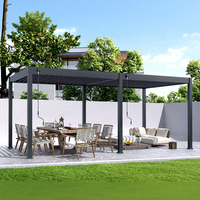 Sprachgesteuerte Elektrische Lamellen-Pergola Aluminium-Pavillon Motorisiertes Einziehbares Dach Wasserdicht UV-Beständig Hinterhof Terrasse Balkon