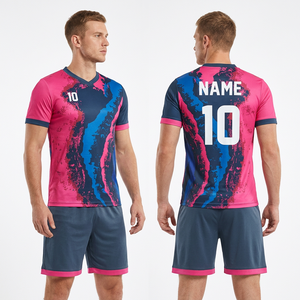 ชุดเสื้อฟุตบอลแบบซับลิเมชั่นสั่งทำพิเศษสำหรับผู้ชาย สีน้ำเงิน แขนสั้น โพลีเอสเตอร์ 100% ระบายเหงื่อได้ดี ทรงแอธเลติก ป้องกันรังสียูวี ระบายอากาศได้ดี แห้งเร็ว - Product Image 5