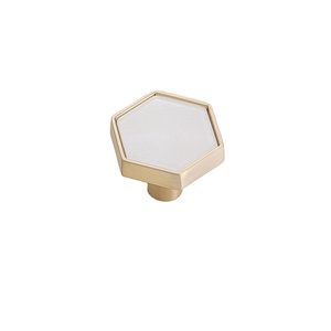 Poignées de meuble dorées brossées, bouton hexagonal, bouton coquille hexagonal, poignée coquille hexagonale - Product Image 3