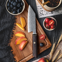 Couteau de chef japonais professionnel Bunka, 5,5 pouces, acier carbone Damas 67 couches, manche en bois d'ébène, dureté 60 HRC, cuisine