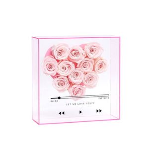 Luxury Acrylic <b>Box</b> Transparent Square Flower <b>Box</b> <b>CD</b> Style Creative Gift <b>Box</b> for Valentine's Day - Product Image 1