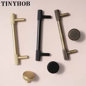 Wholesale Gold Knurled Textured simple kitchen cabinet knobs and handles Drawer Pulls Bedroom Knob Brass Cabinet Hardware C-2286