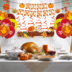 Kit de Décorations Tendance pour Fête de Thanksgiving – Ensemble Écologique de Décorations Suspendues en Papier (Citrouille, Feuille, Ballon, Bannière) pour Intérieur – Idéal pour les Fêtes - Product Image 2