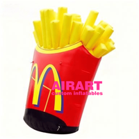 Publicité gonflable pour frites pour la décoration d'entrée de magasin de snacks, modèle publicitaire personnalisé pour frites, frites gonflables