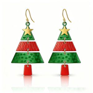 Hot Selling Handmade Christmas Tree <b>Earrings</b> Large Star Metal Christmas Tree Spliced <b>Drop</b> <b>Earrings</b> Necklace Mainly Made Alloy - Product Image 1