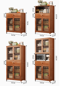 Mobiletto da <span class=keywords><strong>Cucina</strong></span> in Legno con Ante in Vetro, Scaffale Espositivo a Più Livelli per Sala da Pranzo, Soggiorno, Arredamento e Organizzazione Domestica - Product Image 5