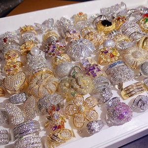 Nhẫn trang sức hộp bí mật, trang sức thời trang cao cấp, nhiều loại zircon vi kim loại, đá quý lớn, dành cho nữ nam, bán buôn số lượng lớn ngẫu nhiên - Product Image 1