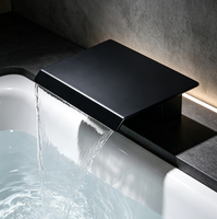 Robinet de baignoire carré noir mat HONGDEC, robinet de baignoire à montage sur pont, sortie d'eau à large débit, robinet de salle de bain