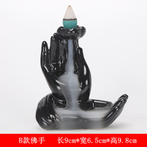 Cadeau artisanal créatif en céramique, reflux insenteurs cascade brûleur bouddhiste main lotus cône porte-encens bâton four - Product Image 6