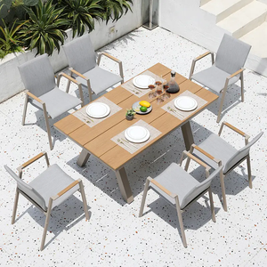 Conjunto de Mesa y Sillas para Restaurante, Muebles Modernos de Patio para Hotel, Mesa y Sillas de Comedor de Aluminio para Exteriores - Product Image 1