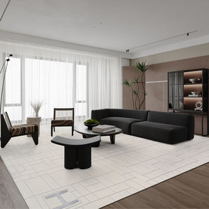 Alfombra de centro para sala de estar, tapete moderno, color negro, 3d - Product Image 3